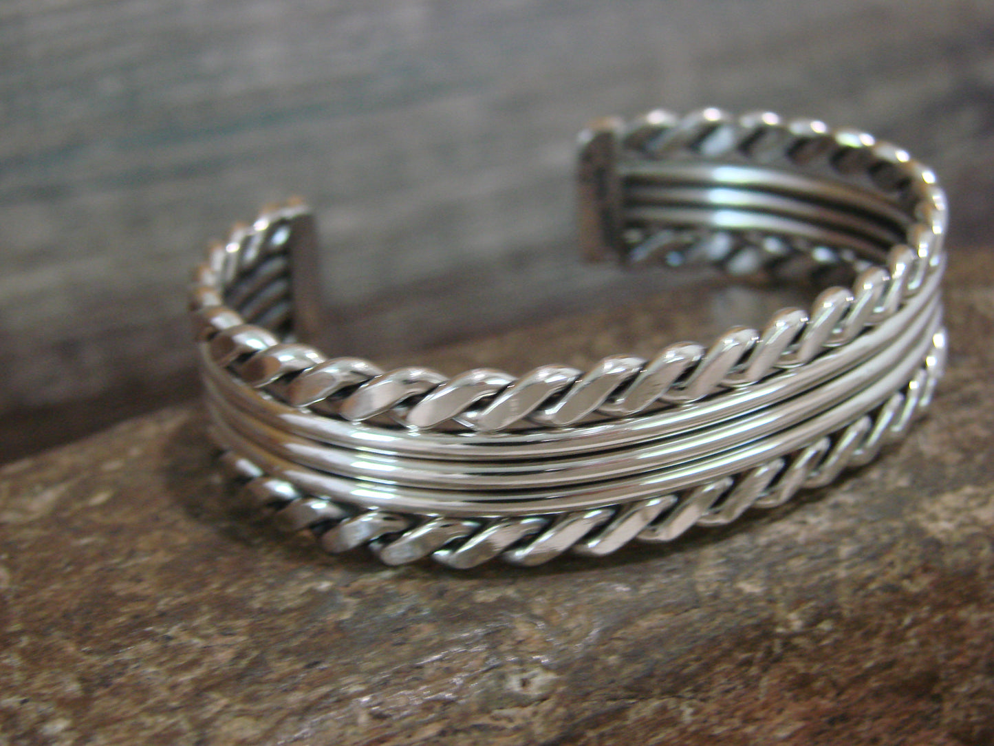 Native American 1/2" Navajo Indian Sterling Silver Bracelet Cuff - Tahe