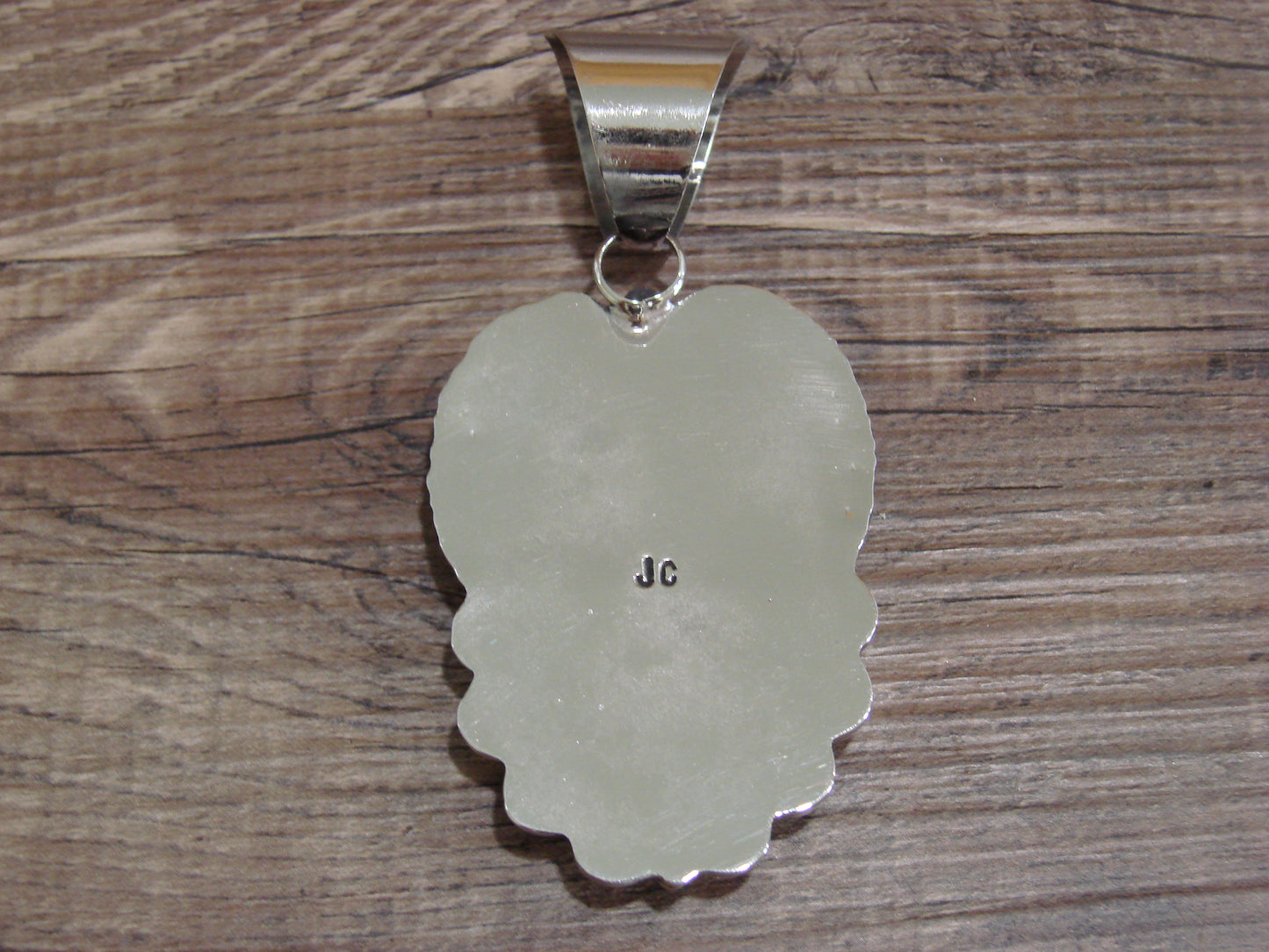Large Navajo Indian Nickel Silver & Jasper Pendant by Cleveland