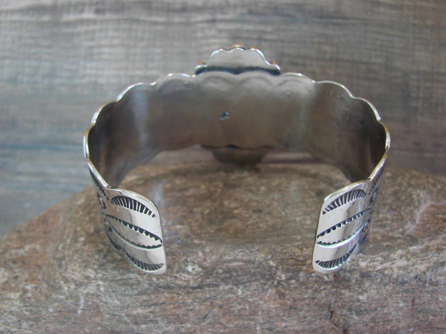 Navajo Indian Nickel Silver & Onyx Bracelet by Cleveland