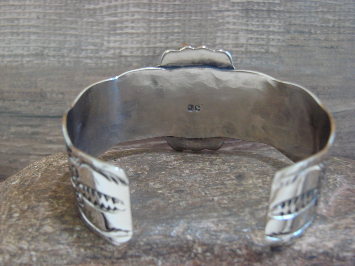 Native American Nickel Silver & Turquoise Bracelet by Cleveland