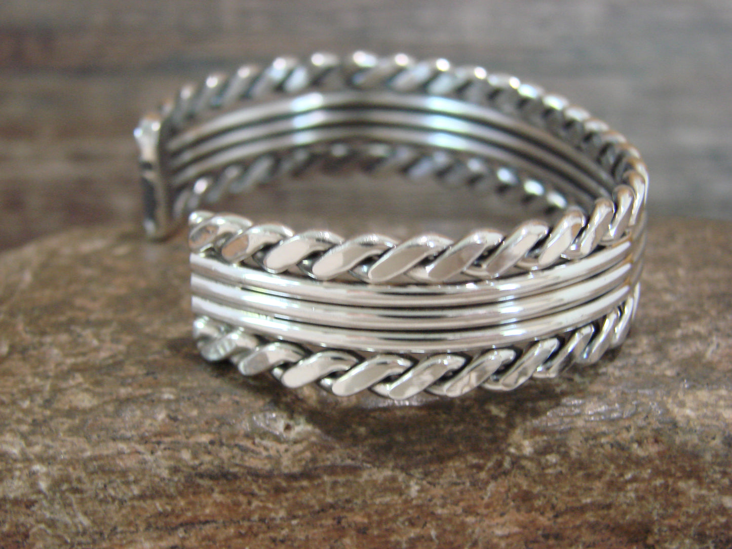 Native American 1/2" Navajo Indian Sterling Silver Bracelet Cuff - Tahe