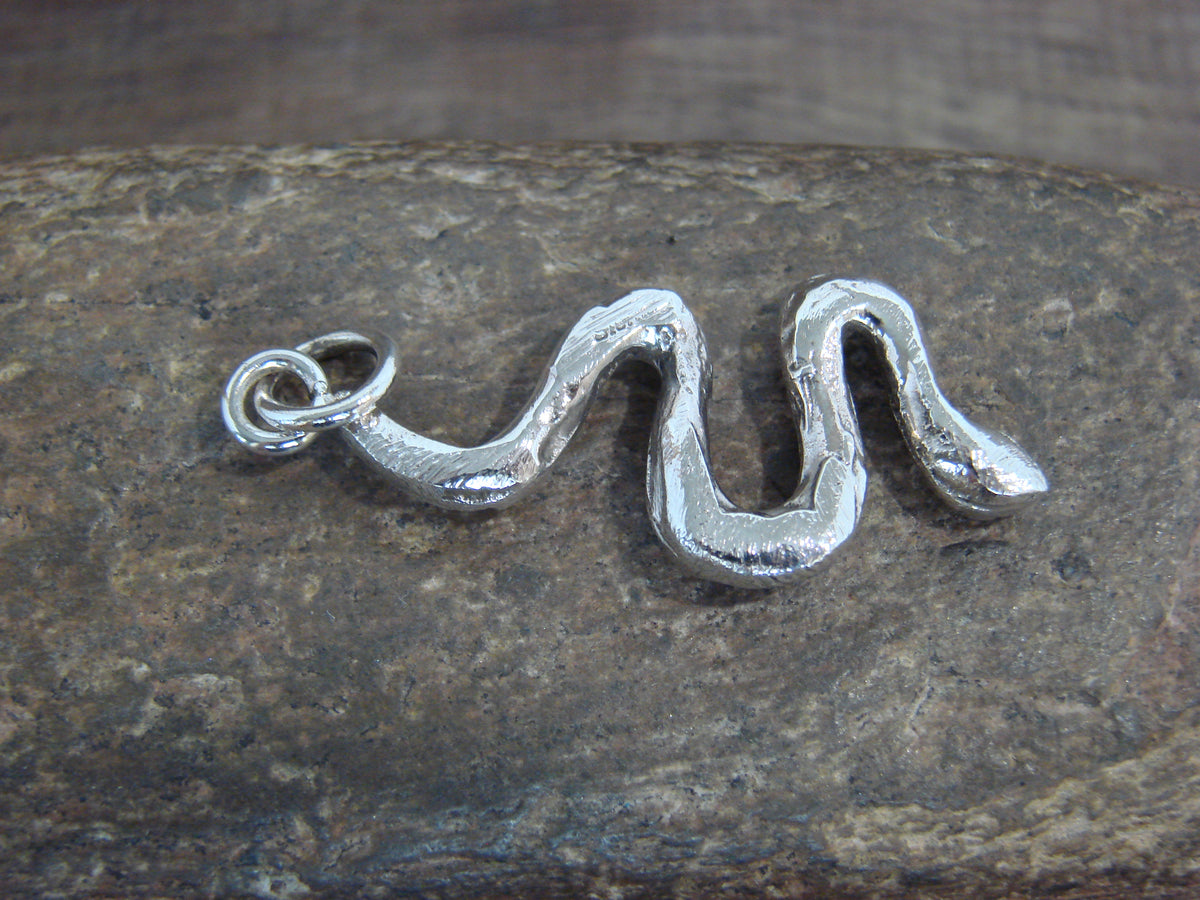 Native American Sterling Silver & Turquoise Snake Pendant - Laweka