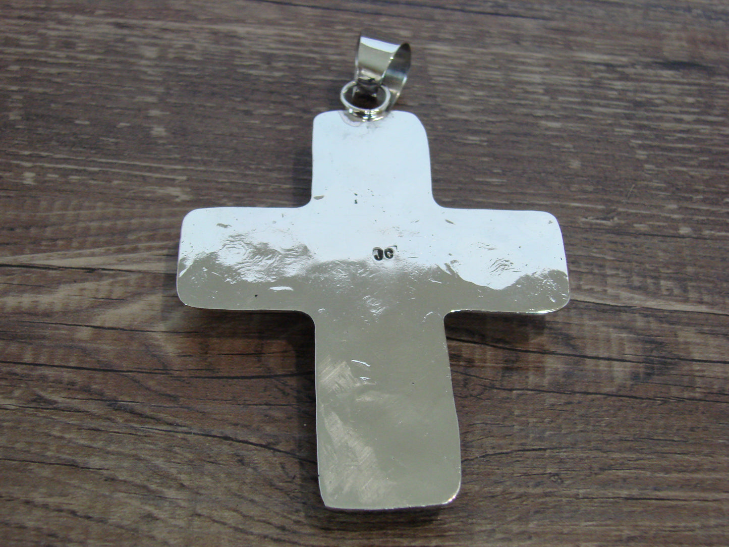 Large Native American Nickel Silver & Turquoise Cross Pendant - Cleveland