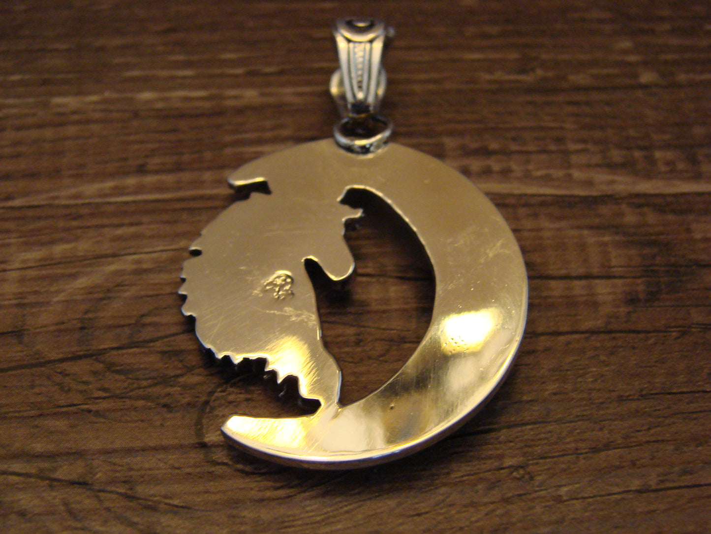 Native American Sterling Silver Turquoise Horse & Moon Pendant - Lewis