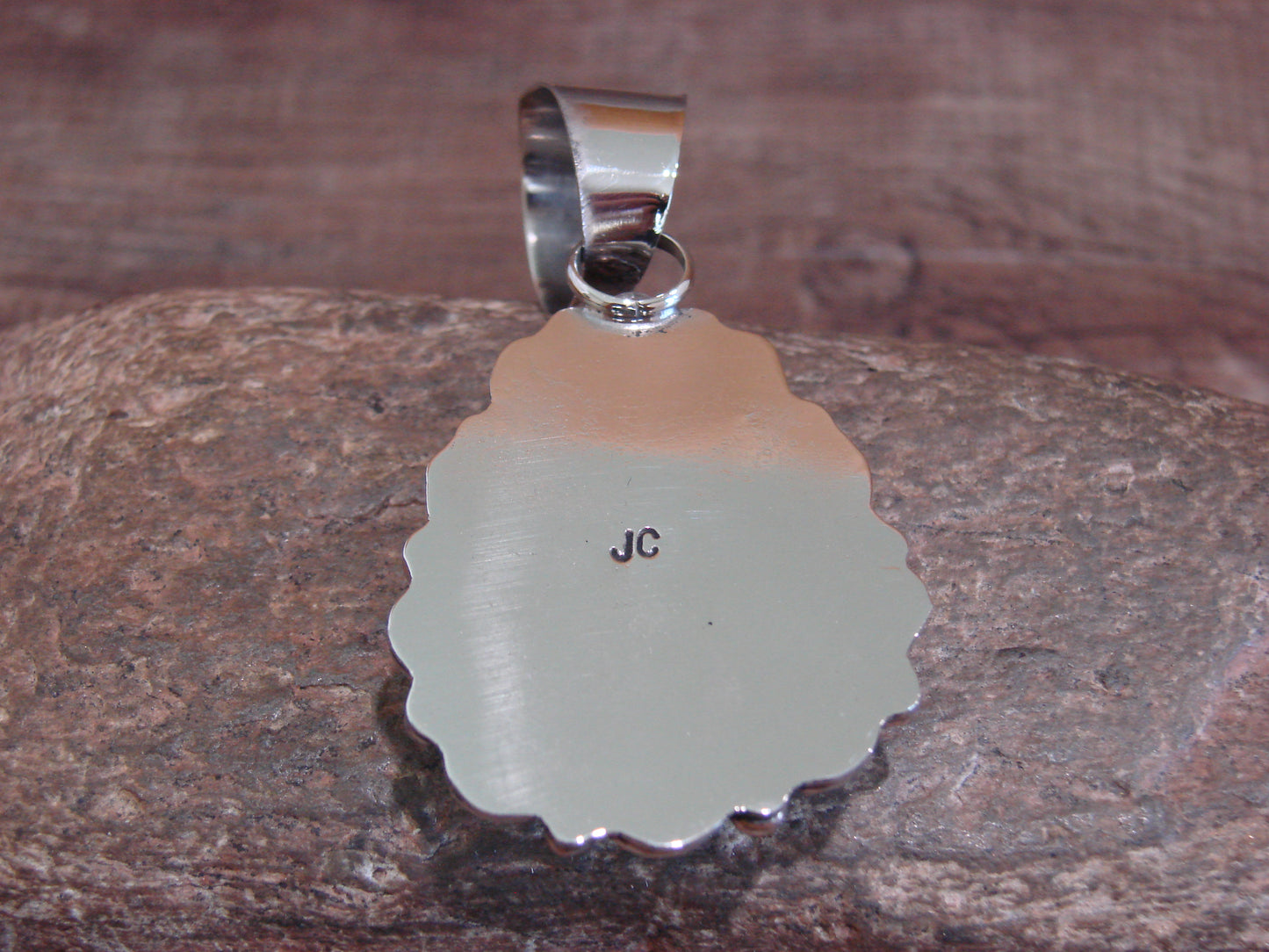 Native American Navajo Nickel Silver & Turquoise Pendant - Cleveland