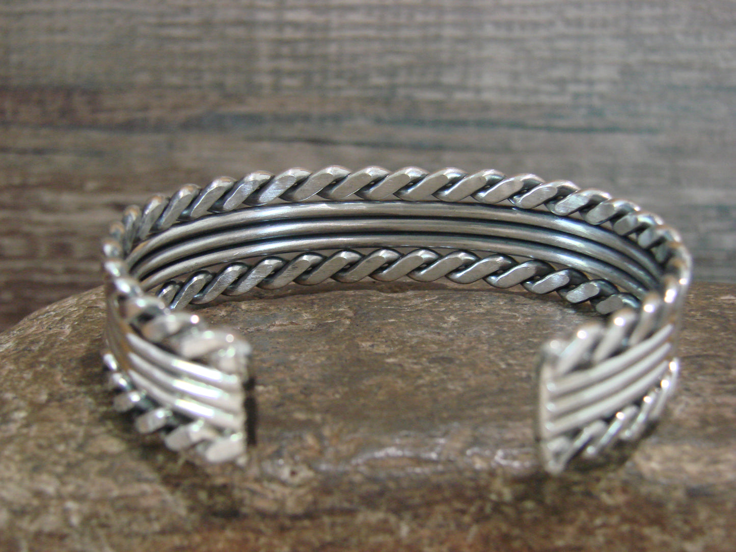 Native American 1/2" Navajo Indian Sterling Silver Bracelet Cuff - Tahe