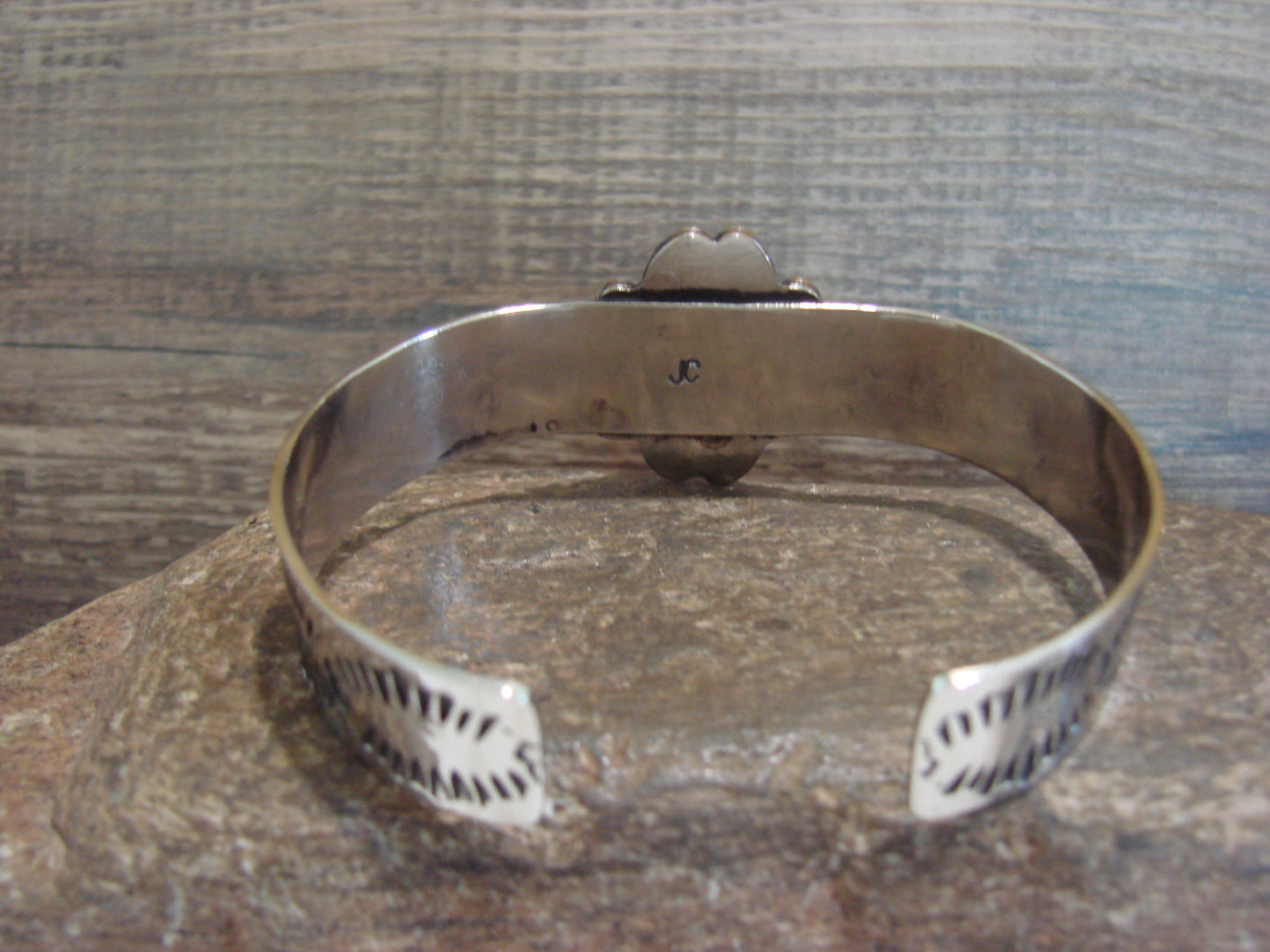 Navajo Indian Nickel Silver & Onyx Bracelet by Cleveland