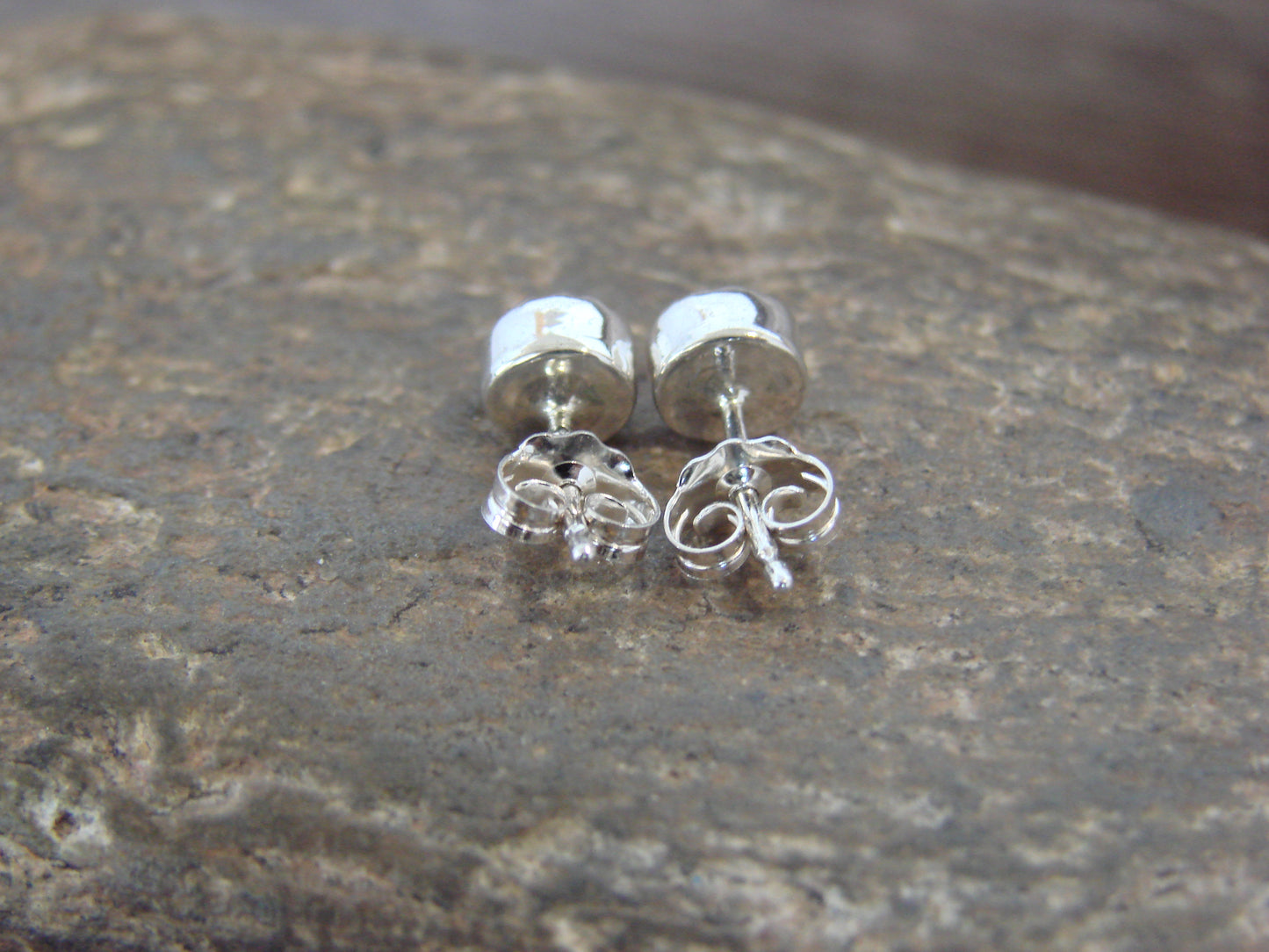 Native American Sterling Silver & Spiny Oyster Dot Stud Post Earrings by Martinez
