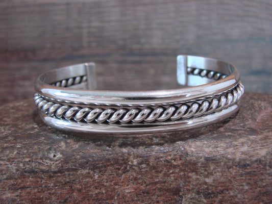 Native American 7/16" Navajo Indian Sterling Silver Bracelet Cuff - Tahe