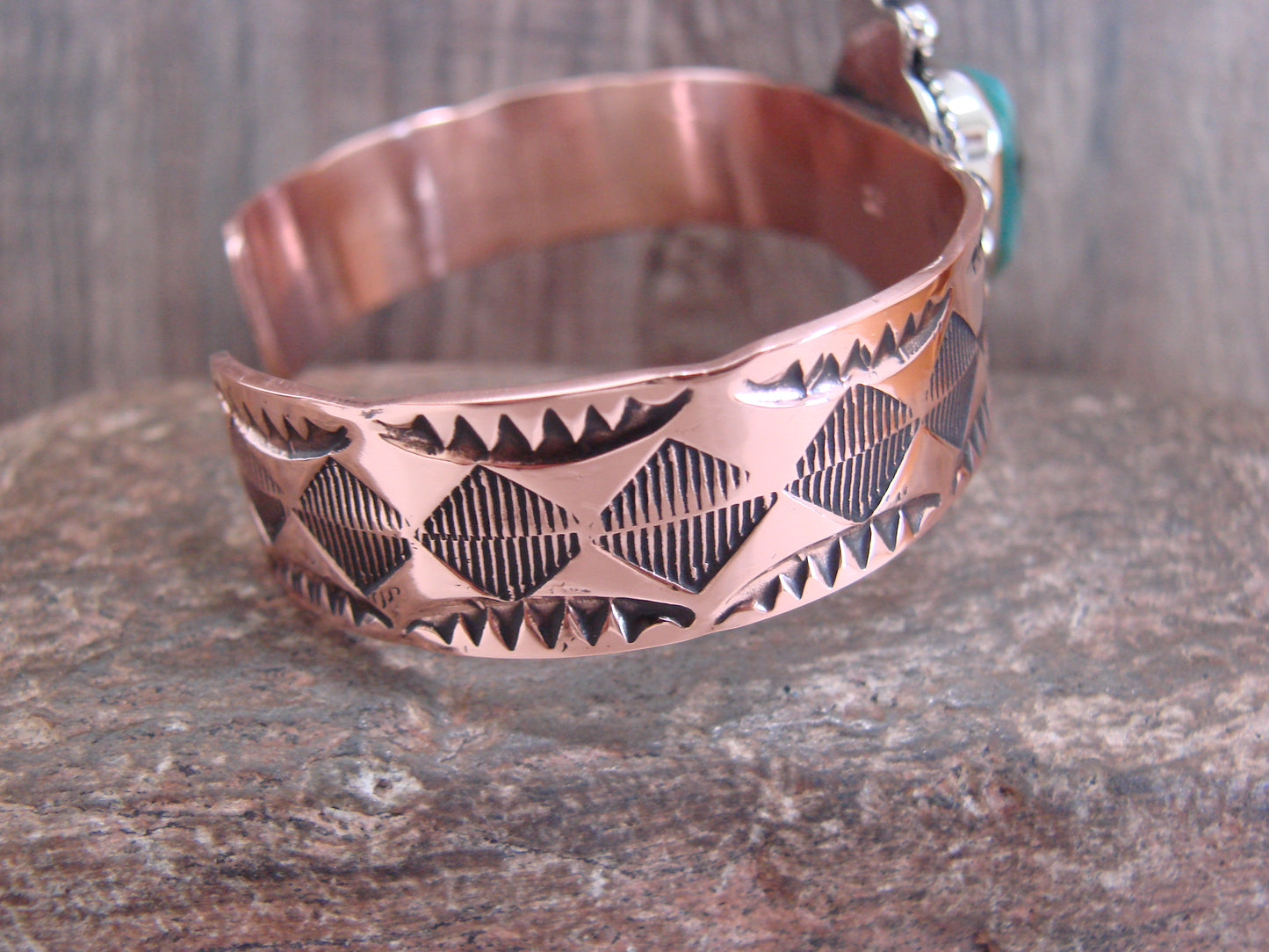 Native American Copper & Turquoise Bracelet by Cleveland