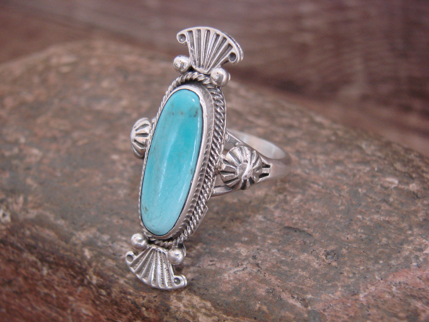 Native American Sterling Silver & Turquoise Ring by Benally - Size 10