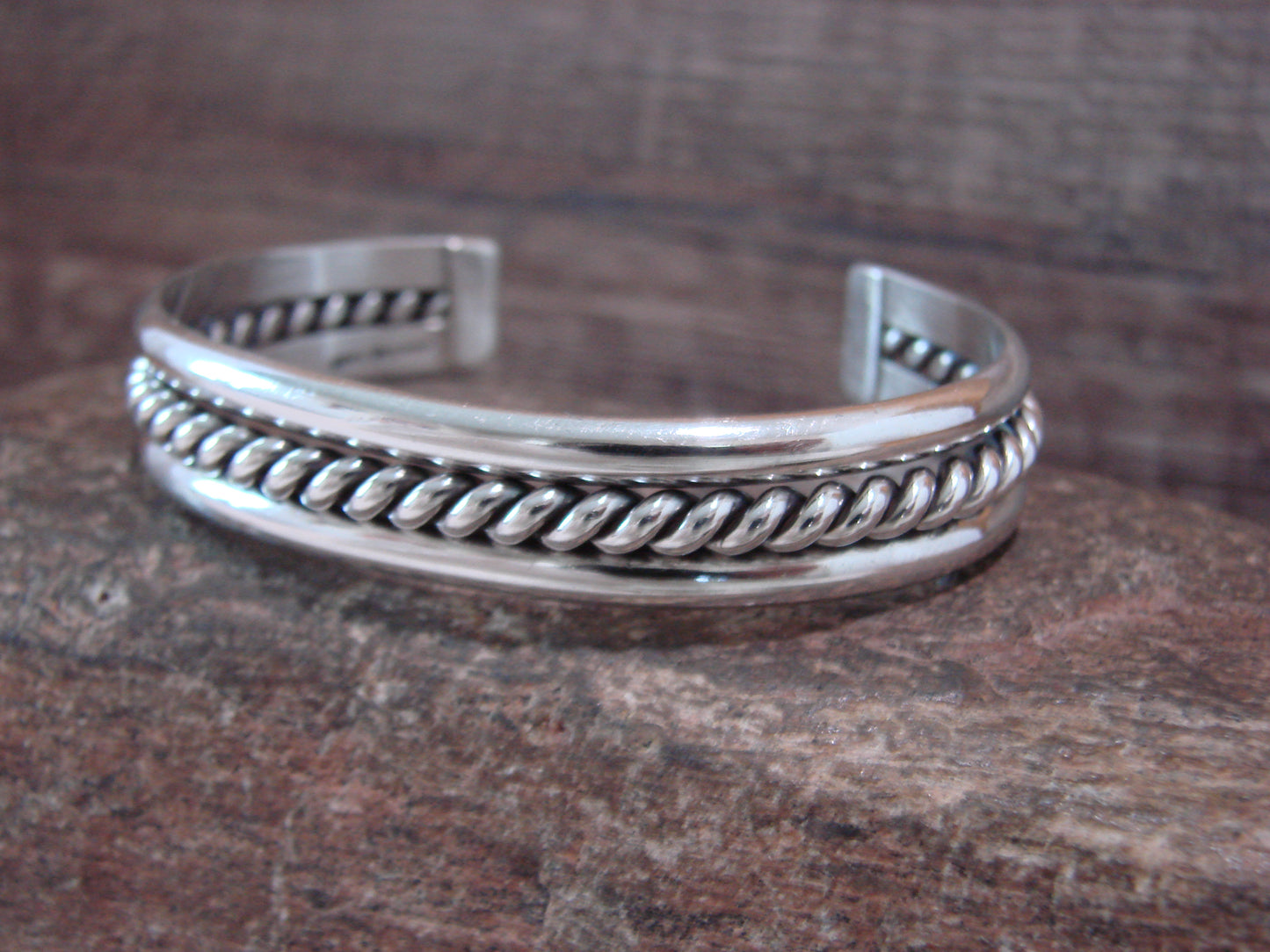 Native American 7/16" Navajo Indian Sterling Silver Bracelet Cuff - Tahe