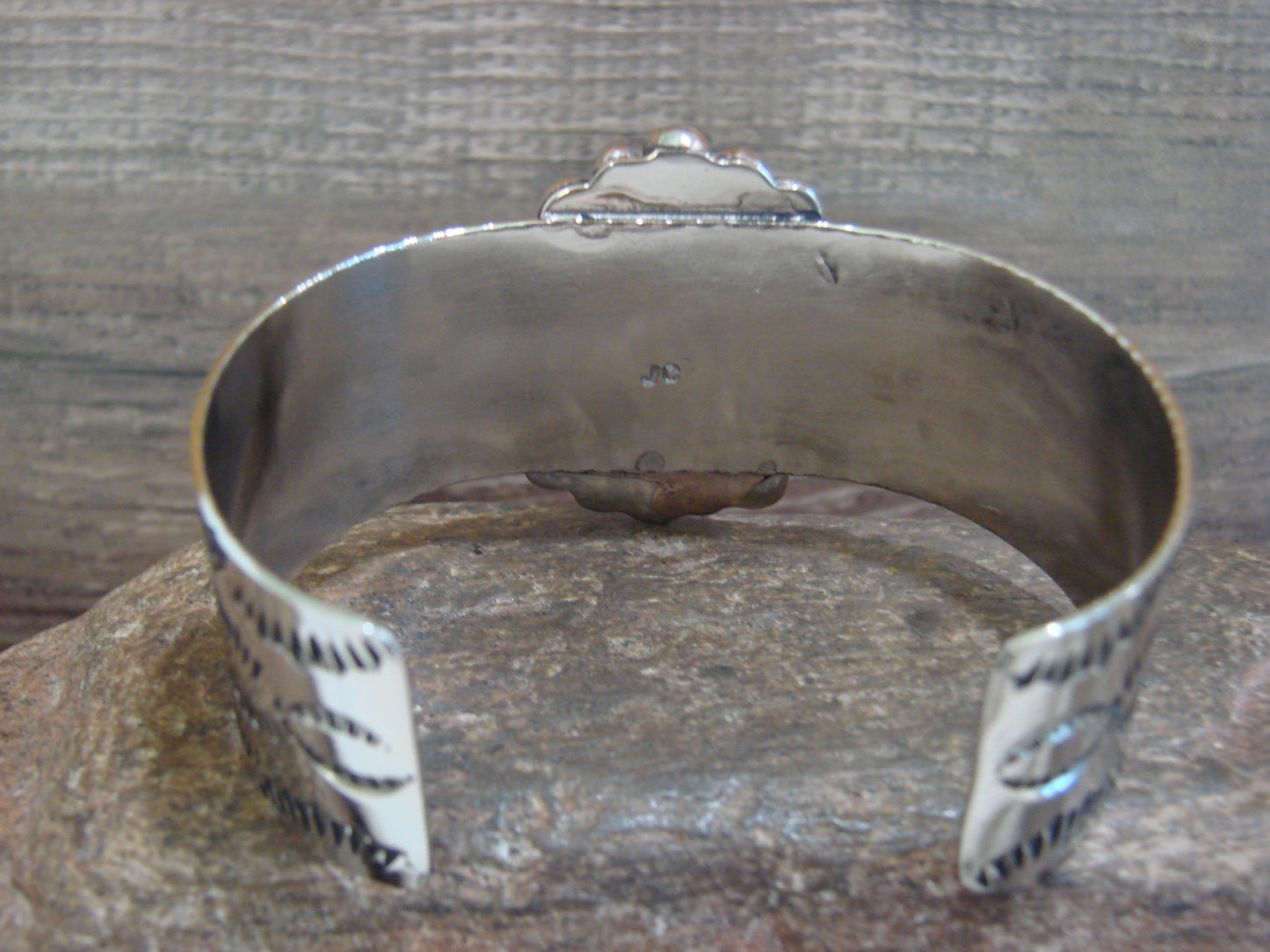 Native American Nickel Silver & Turquoise Bracelet by Cleveland