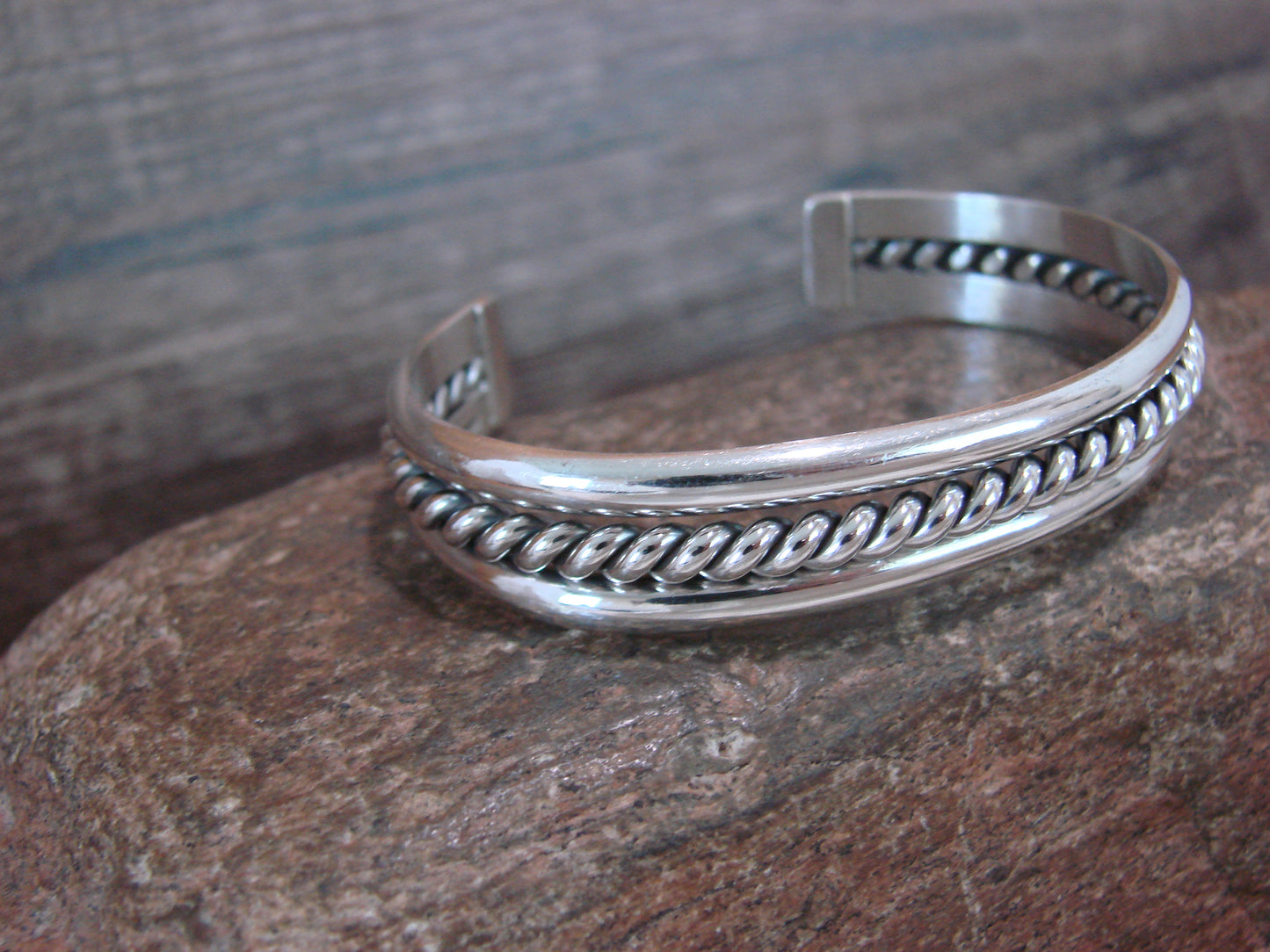 Native American 7/16" Navajo Indian Sterling Silver Bracelet Cuff - Tahe