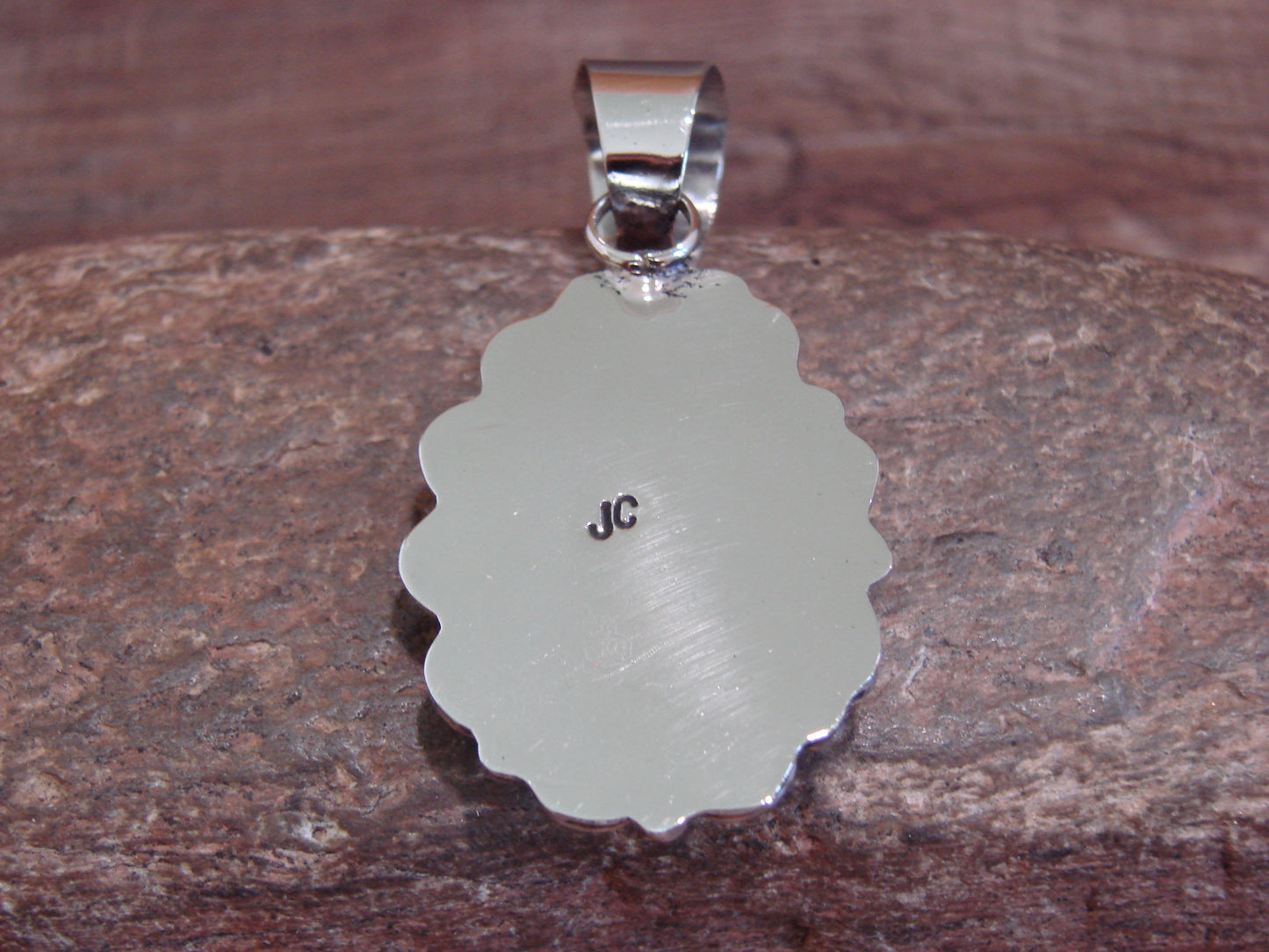 Native American Navajo Nickel Silver & Turquoise Pendant - Cleveland
