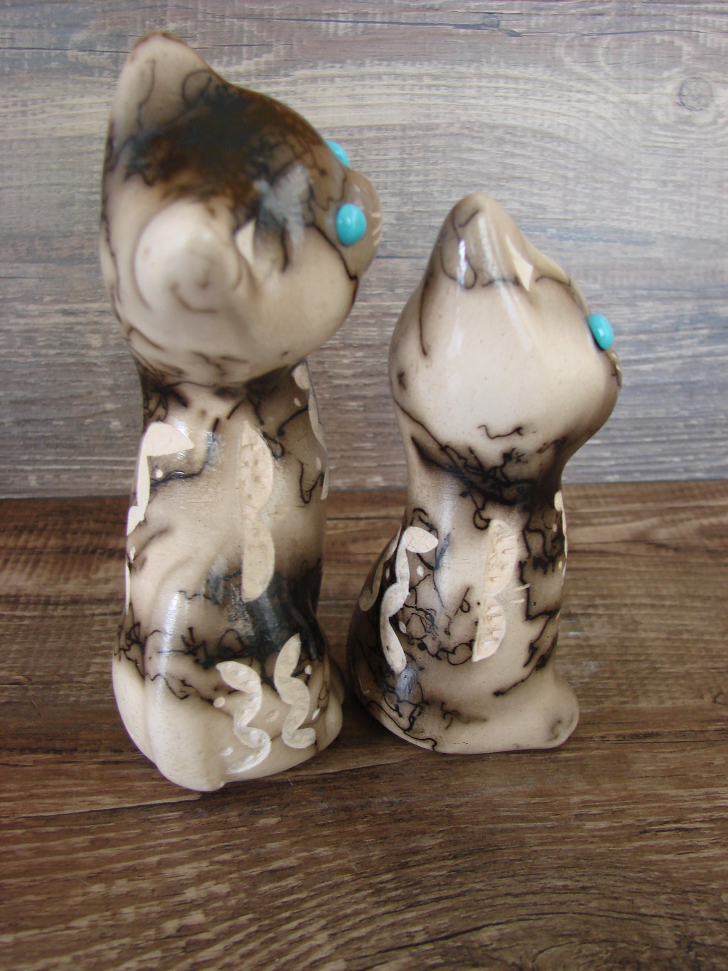 Native American Horse Hair Cat Pottery Set by Vail