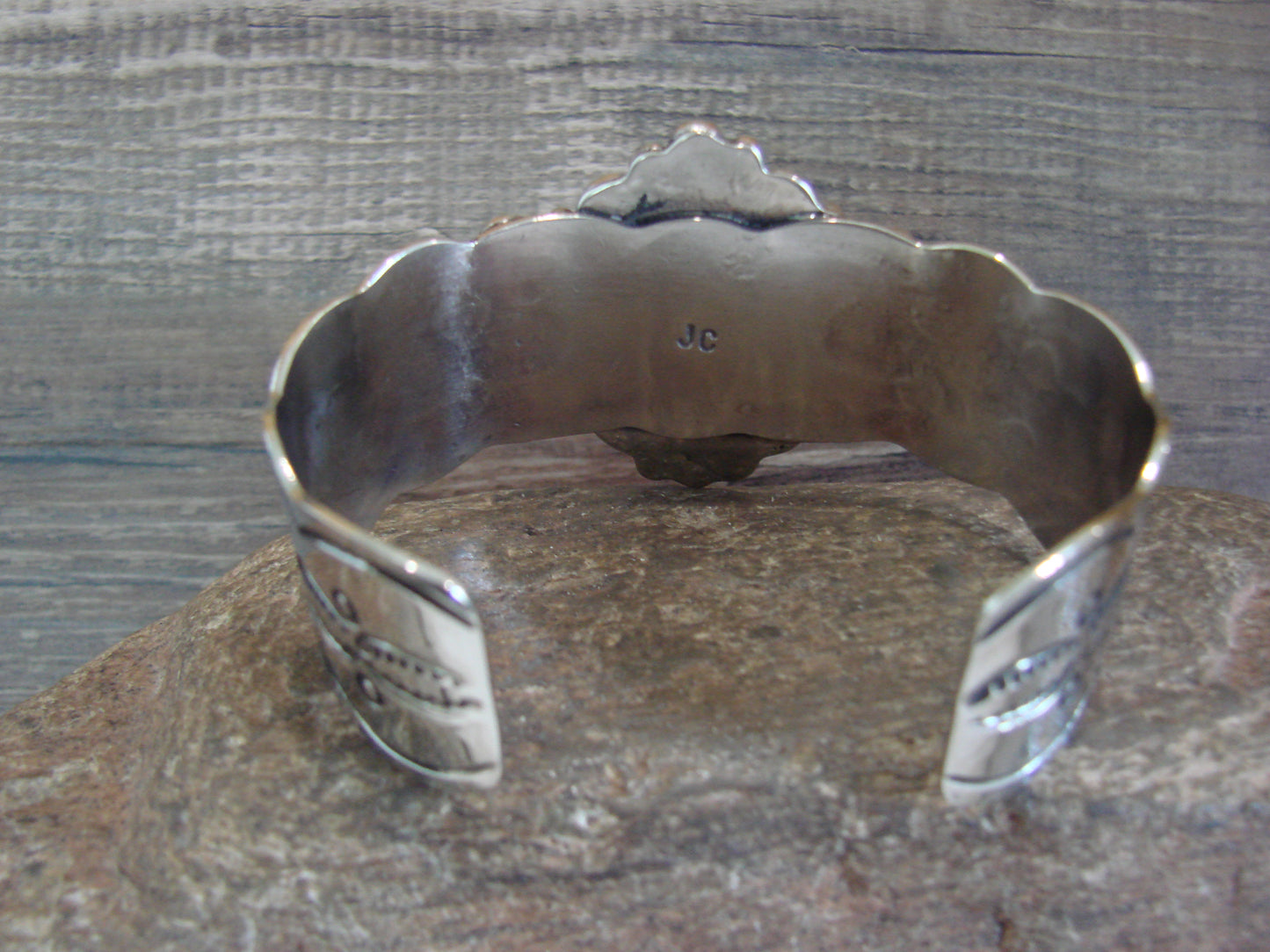 Navajo Indian Nickel Silver & Onyx Bracelet by Cleveland