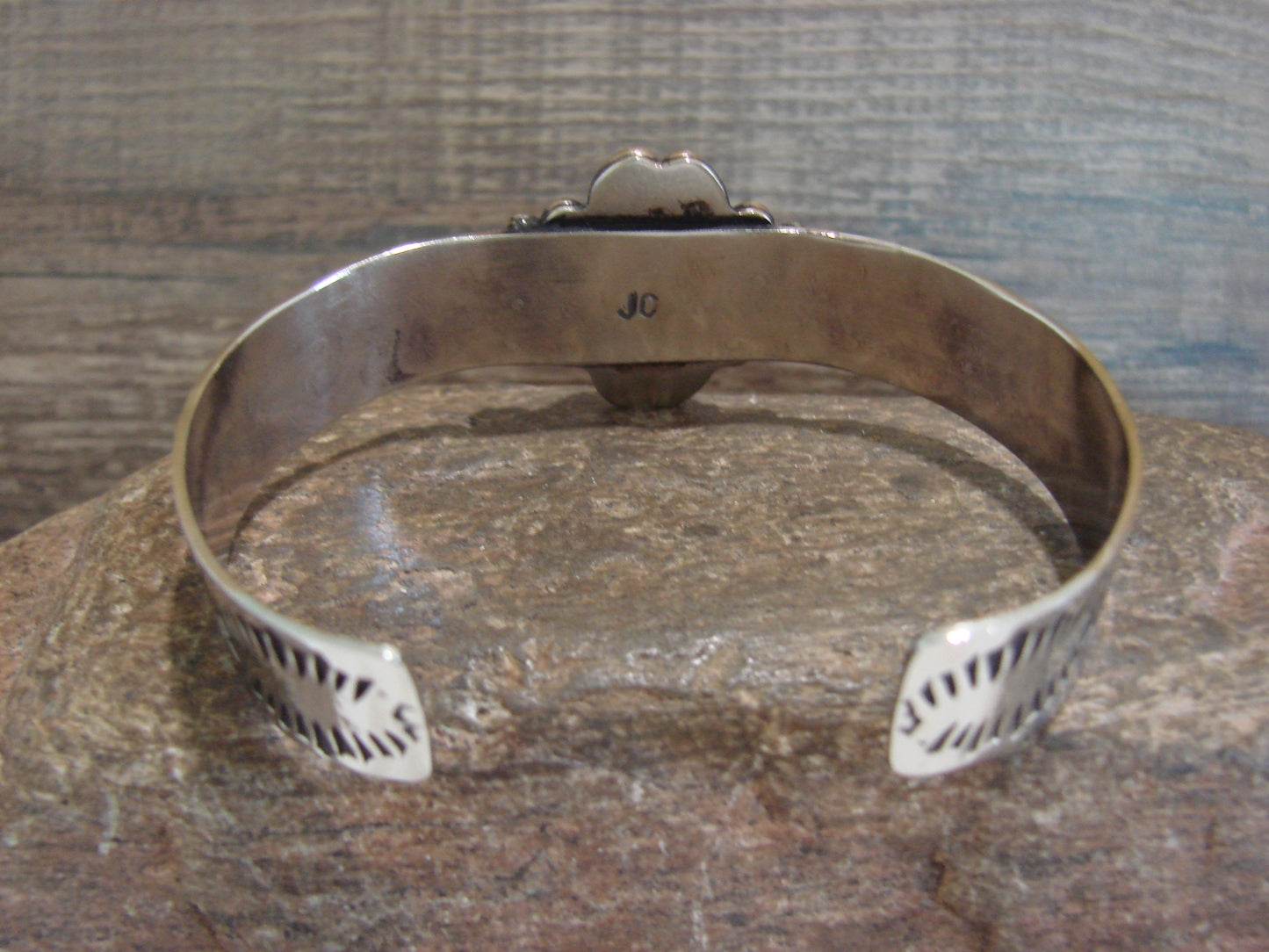 Navajo Indian Nickel Silver & Onyx Bracelet by Cleveland