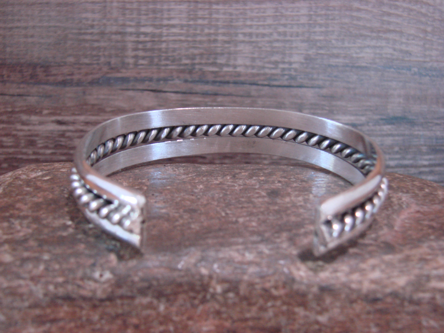 Native American 7/16" Navajo Indian Sterling Silver Bracelet Cuff - Tahe