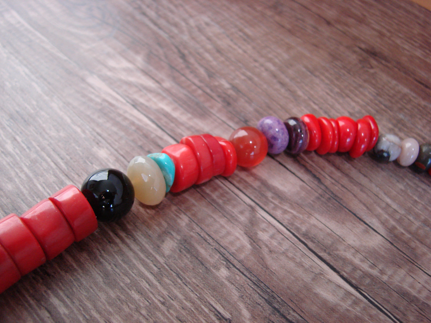 Native American Sterling Silver & Coral 30" Gemstone Necklace by Singer