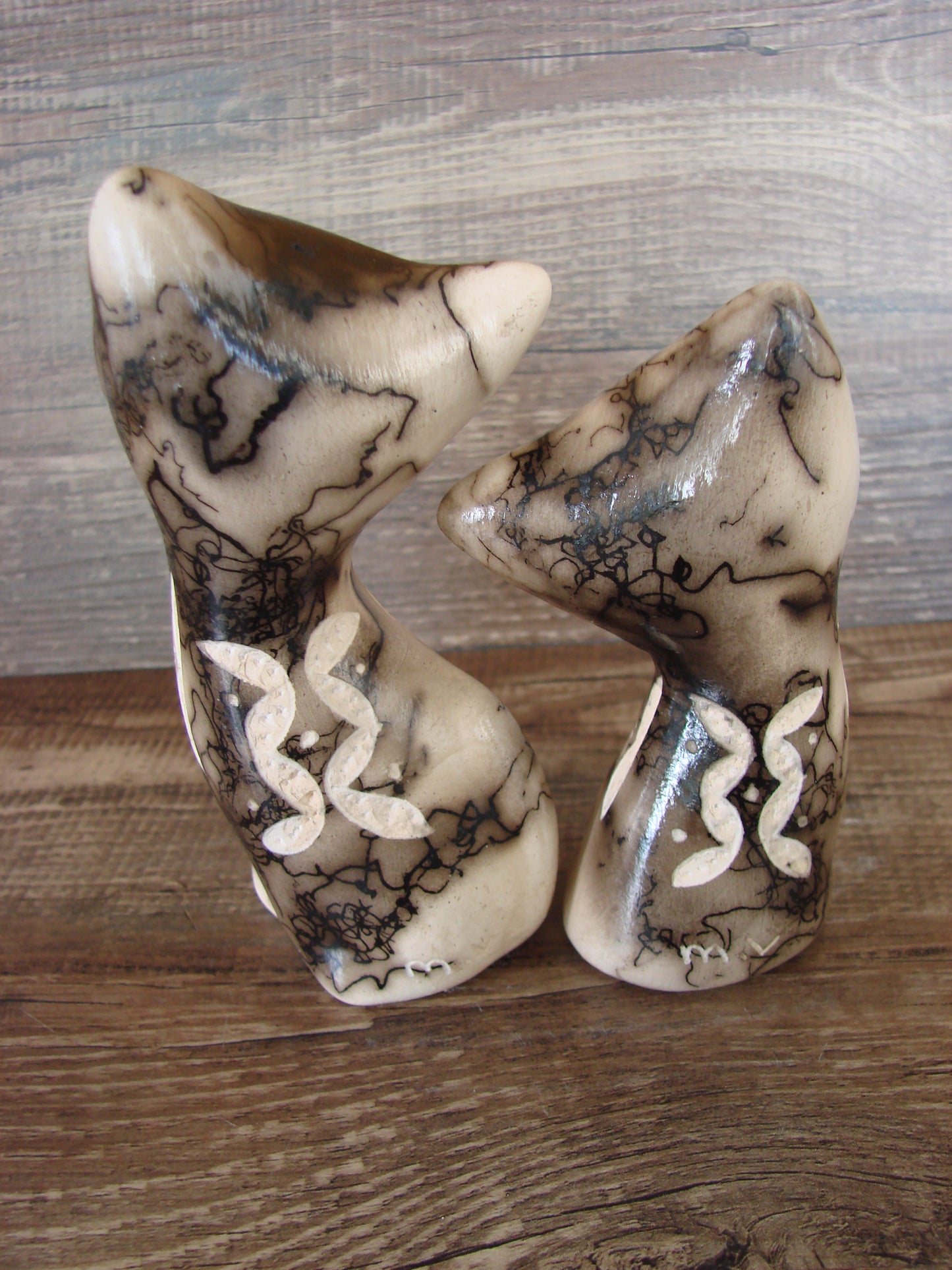 Native American Horse Hair Cat Pottery Set by Vail