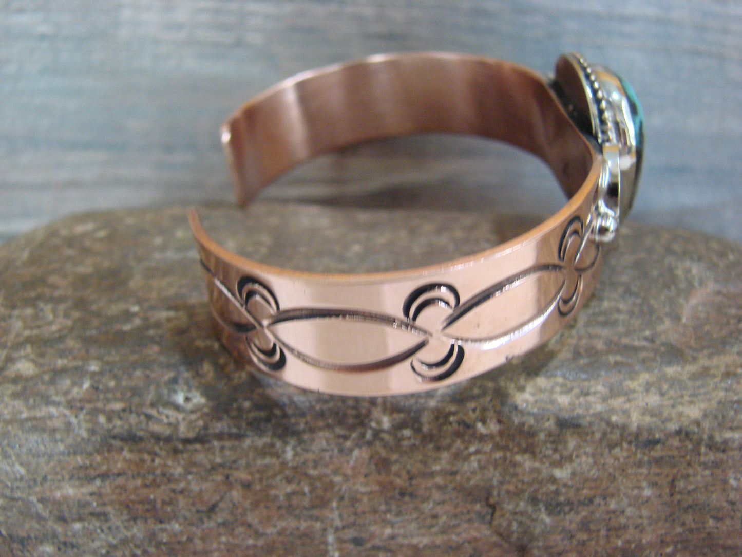 Native American Copper & Turquoise Bracelet by Cleveland