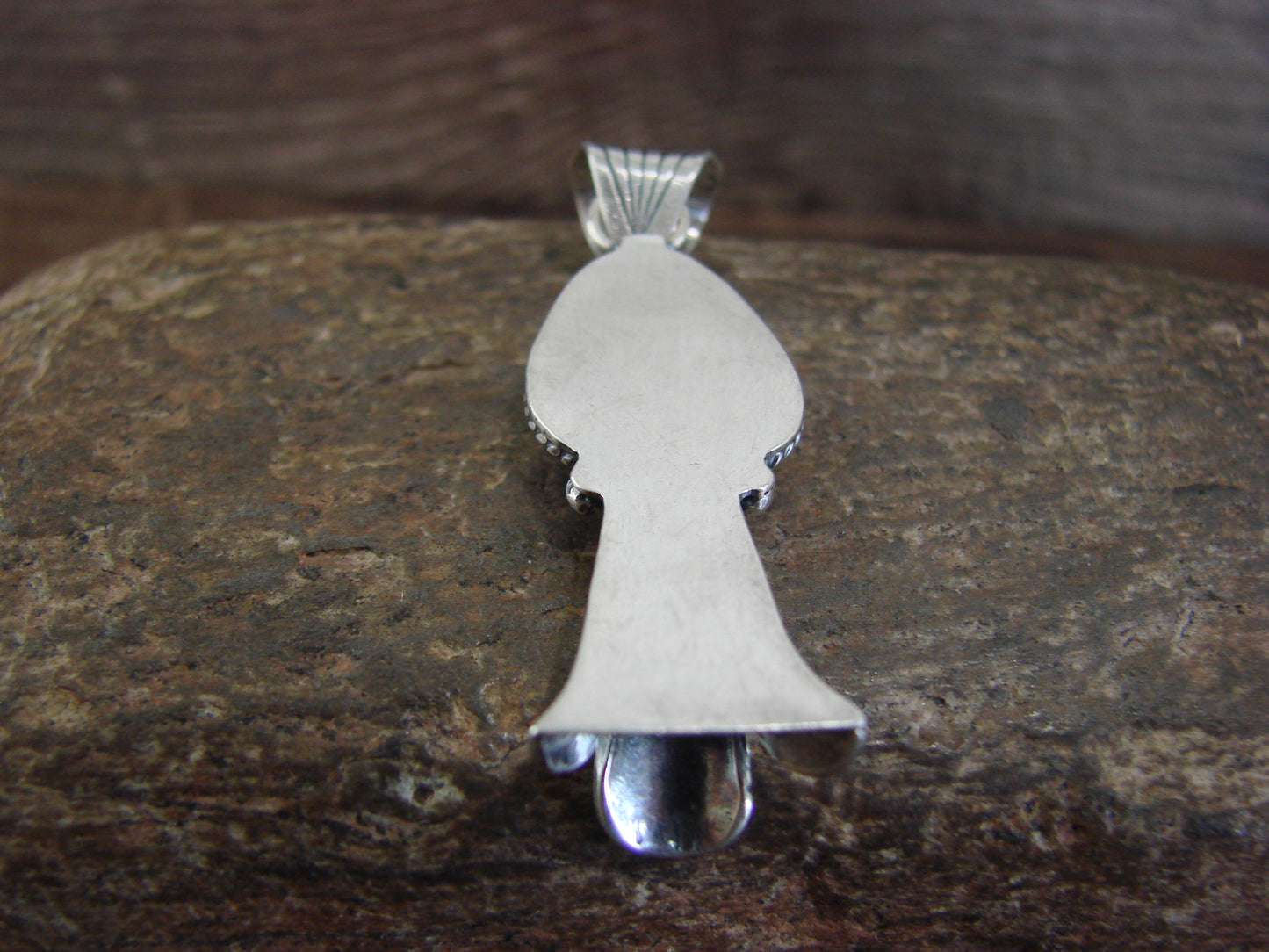 Native American Sterling Silver & Turquoise Squash Blossom Pendant by Betone