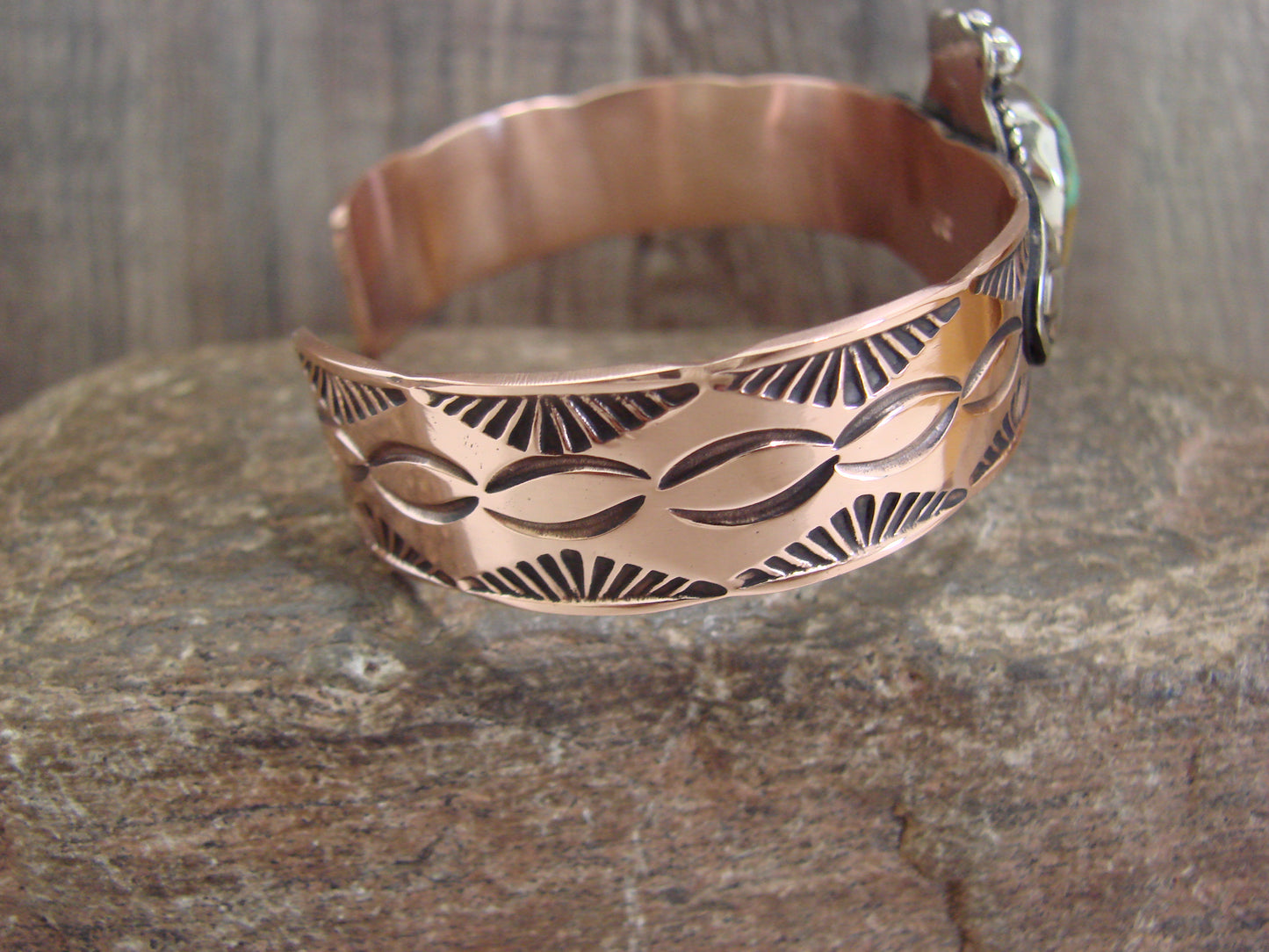 Native American Copper & Turquoise Bracelet by Cleveland