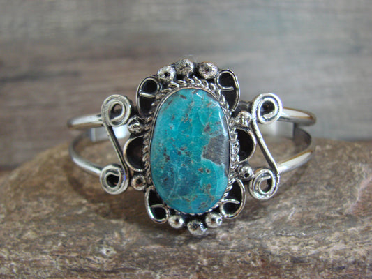 Native American Nickel Silver & Turquoise Bracelet by Cleveland