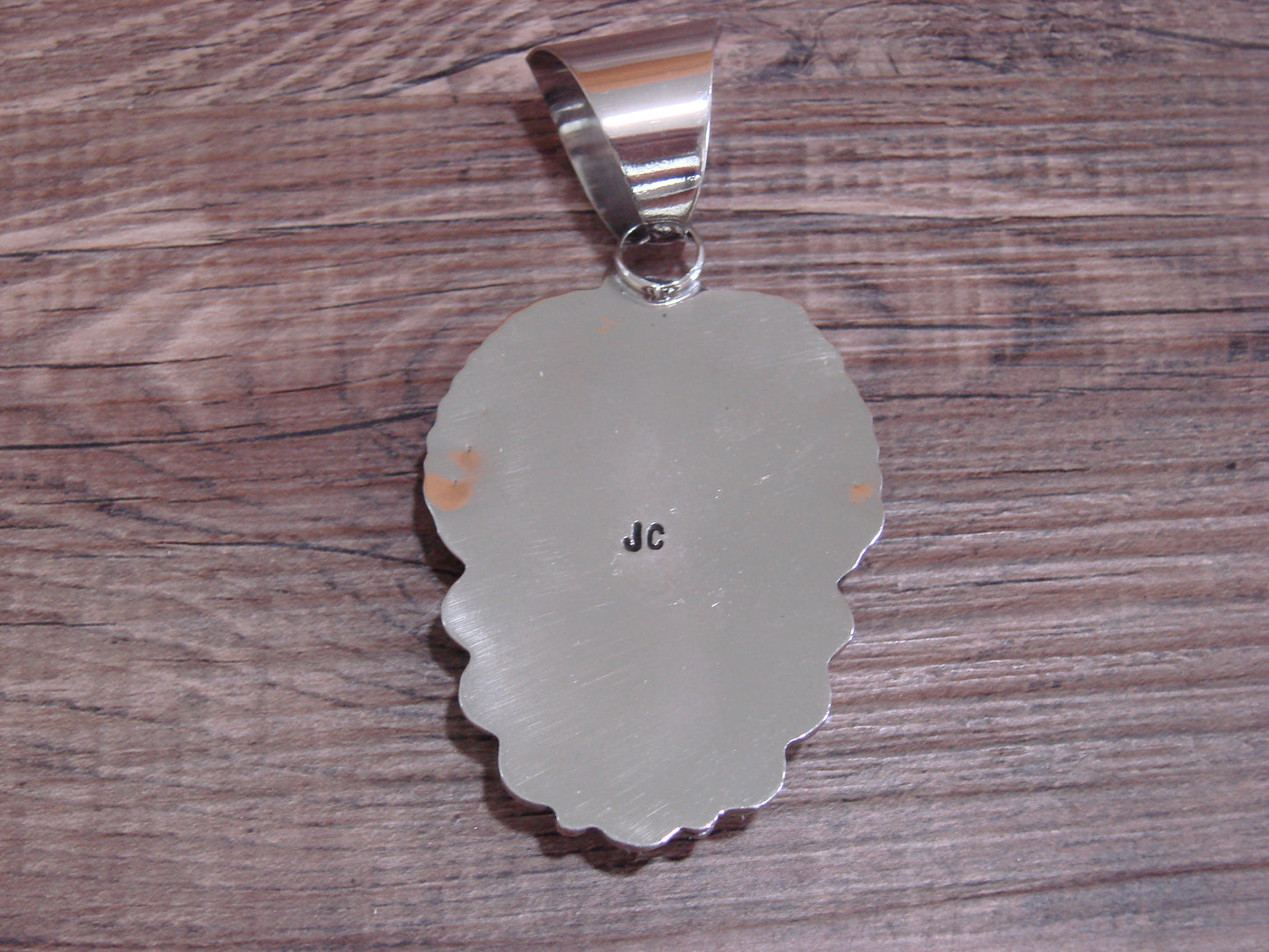 Large Navajo Indian Nickel Silver & Jasper Pendant by Cleveland
