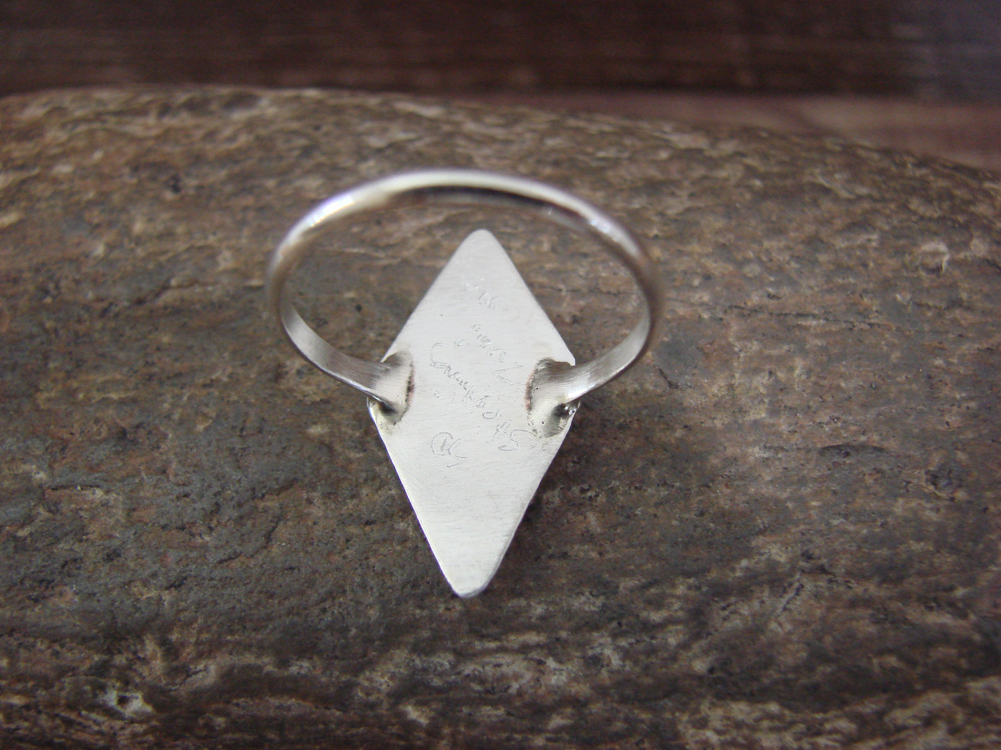 Native American Sterling Silver & Yellow Opal Inlay Ring - Dosedo - Size 8.5
