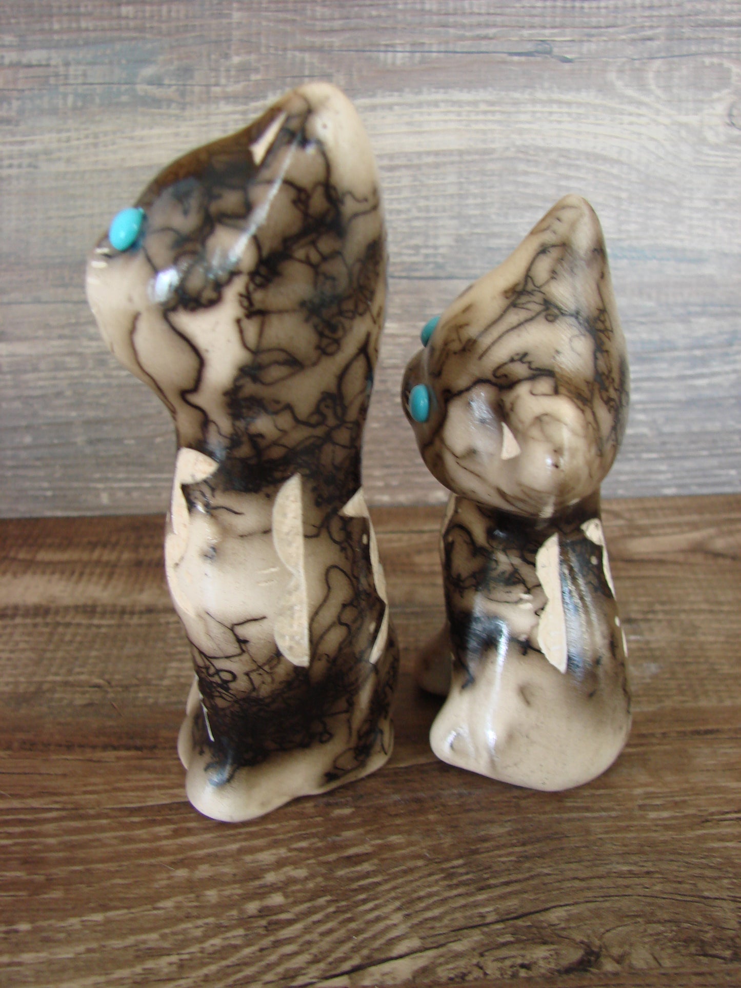 Native American Horse Hair Cat Pottery Set by Vail