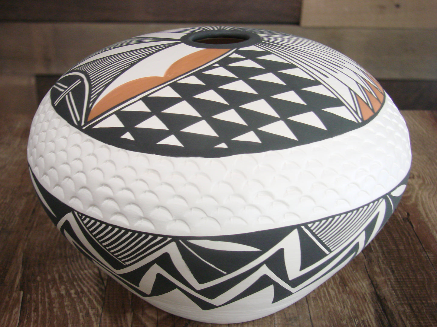 Native American Fine Line Hand Coiled & Hand Painted Pottery by B. Garcia