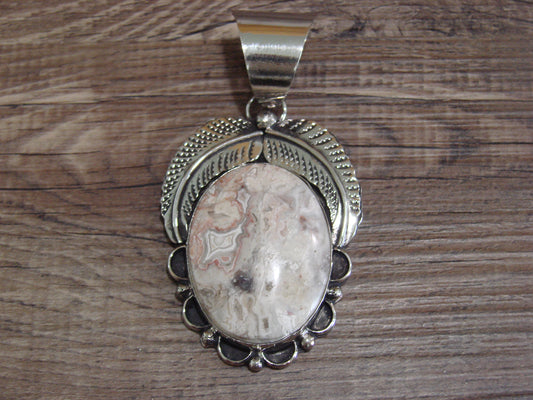 Large Navajo Indian Nickel Silver & Jasper Pendant by Cleveland