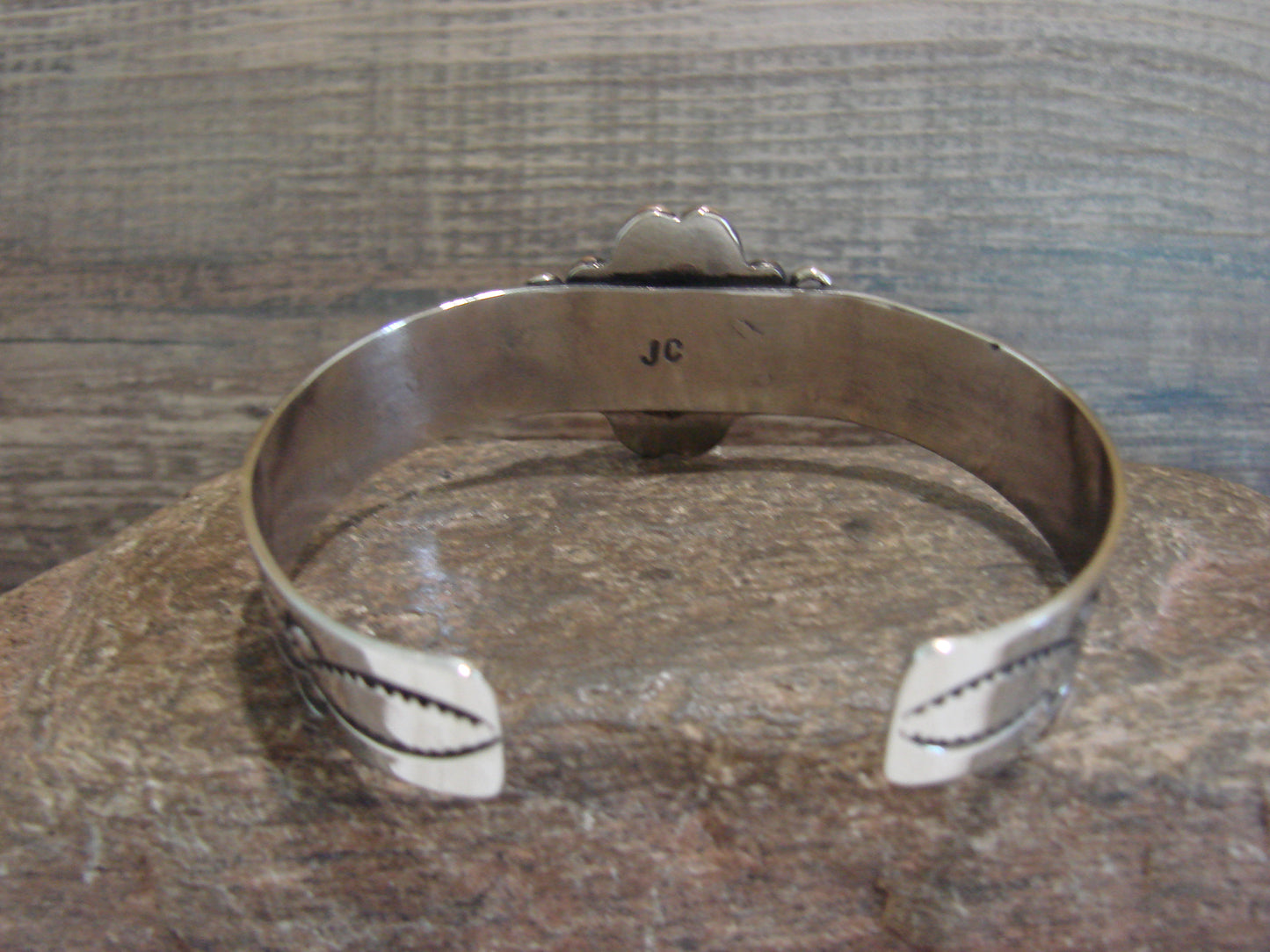 Navajo Indian Nickel Silver & Onyx Bracelet by Cleveland