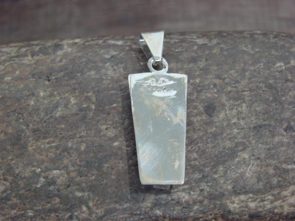 Native American Sterling Silver & Turquoise Inlay Sunface Pendant - Edaakie