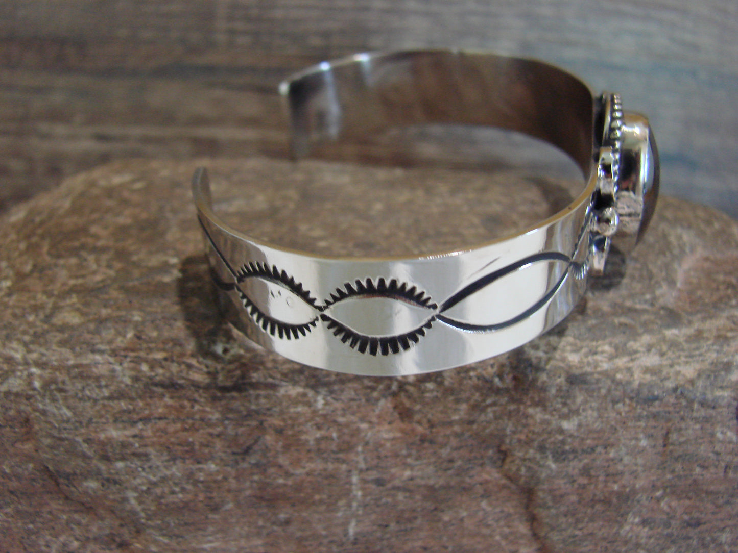 Navajo Indian Nickel Silver & Hematite Bracelet by Cleveland