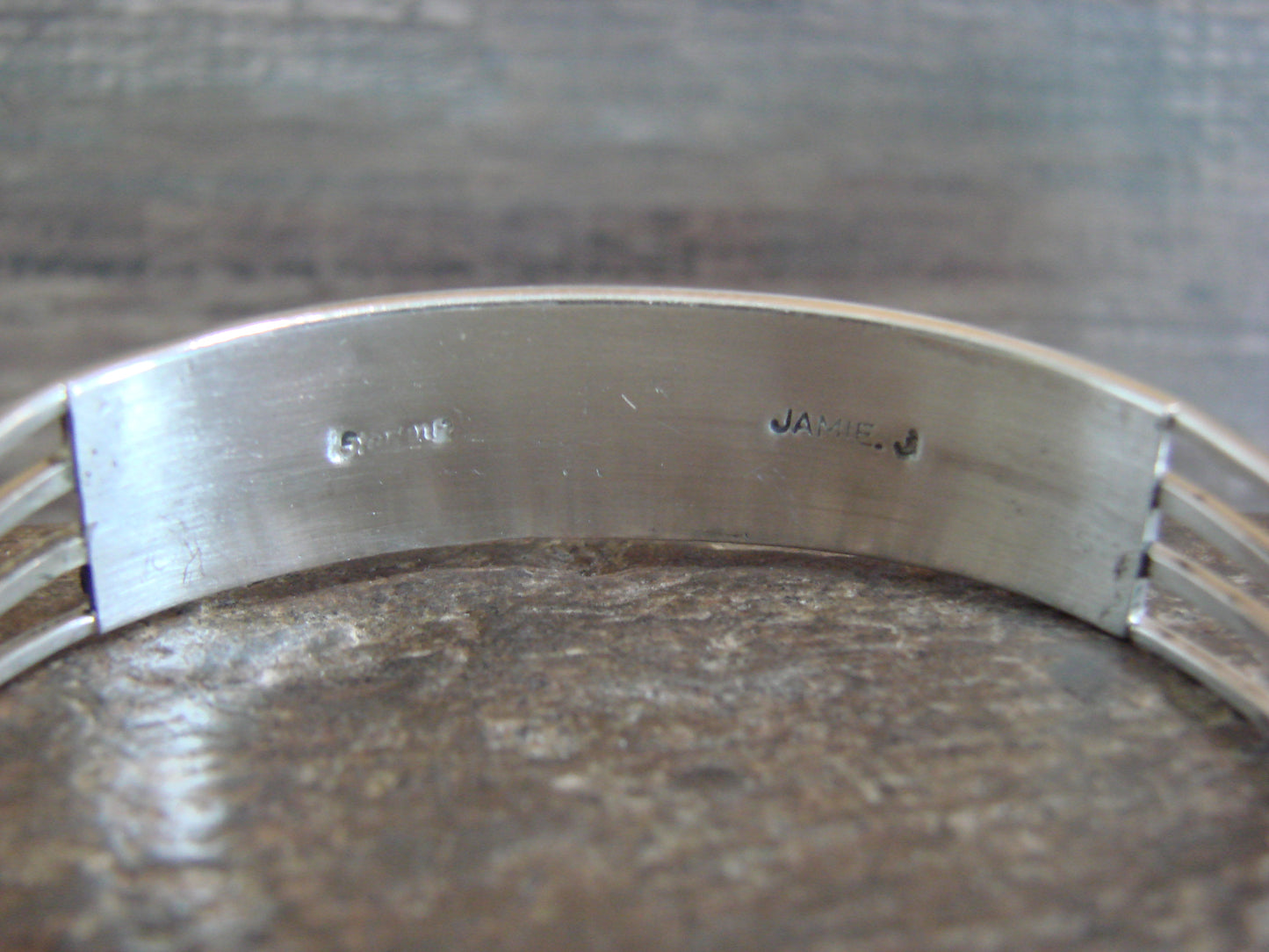 Native American Sterling Silver Turquoise Inlay 3 Row Bracelet - Johnson