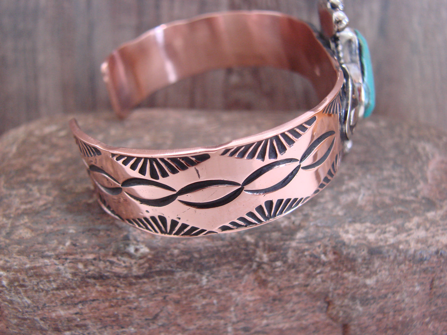 Native American Copper & Turquoise Bracelet by Cleveland
