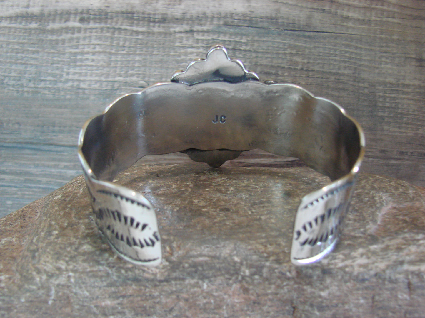 Navajo Indian Nickel Silver & Red Howlite Bracelet by Cleveland