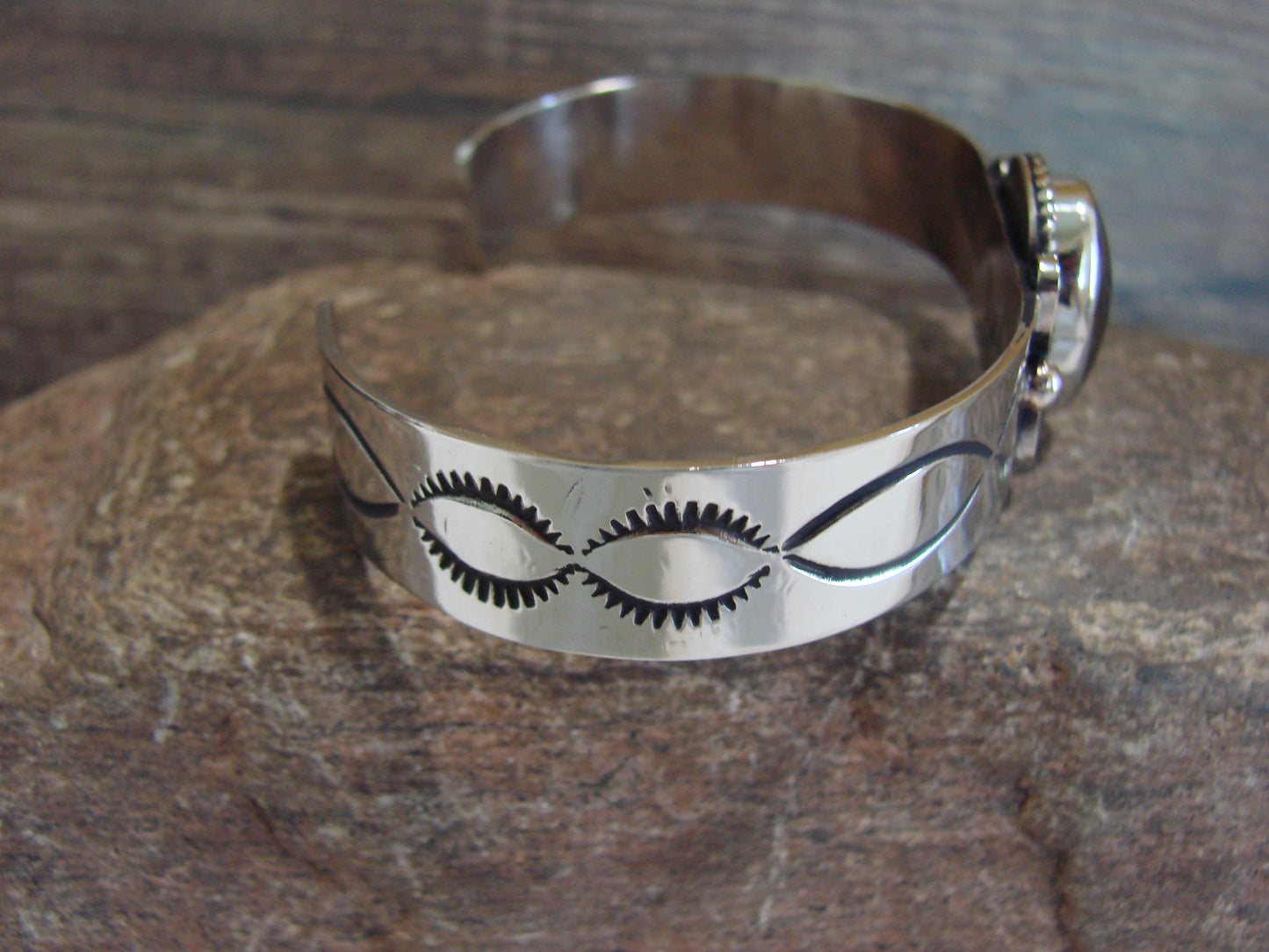 Navajo Indian Nickel Silver & Hematite Bracelet by Cleveland