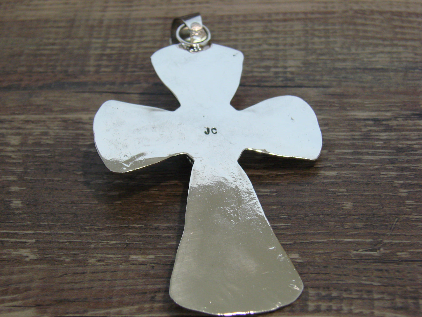 Large Native American Nickel Silver & Turquoise Cross Pendant - Cleveland