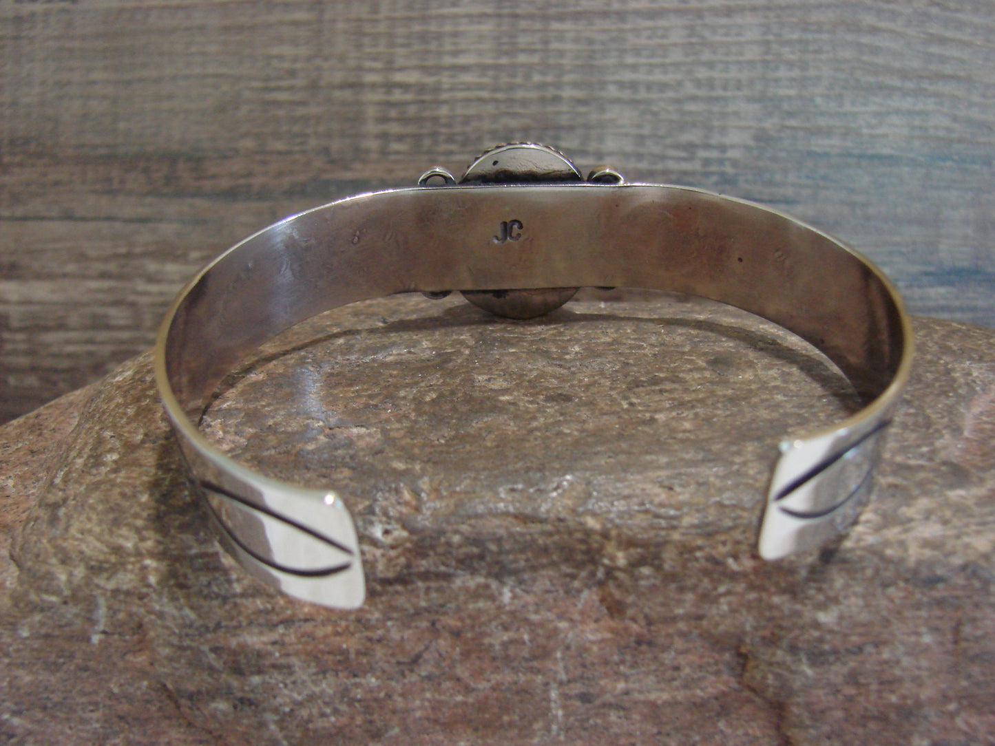 Navajo Indian Nickel Silver & Hematite Bracelet by Cleveland