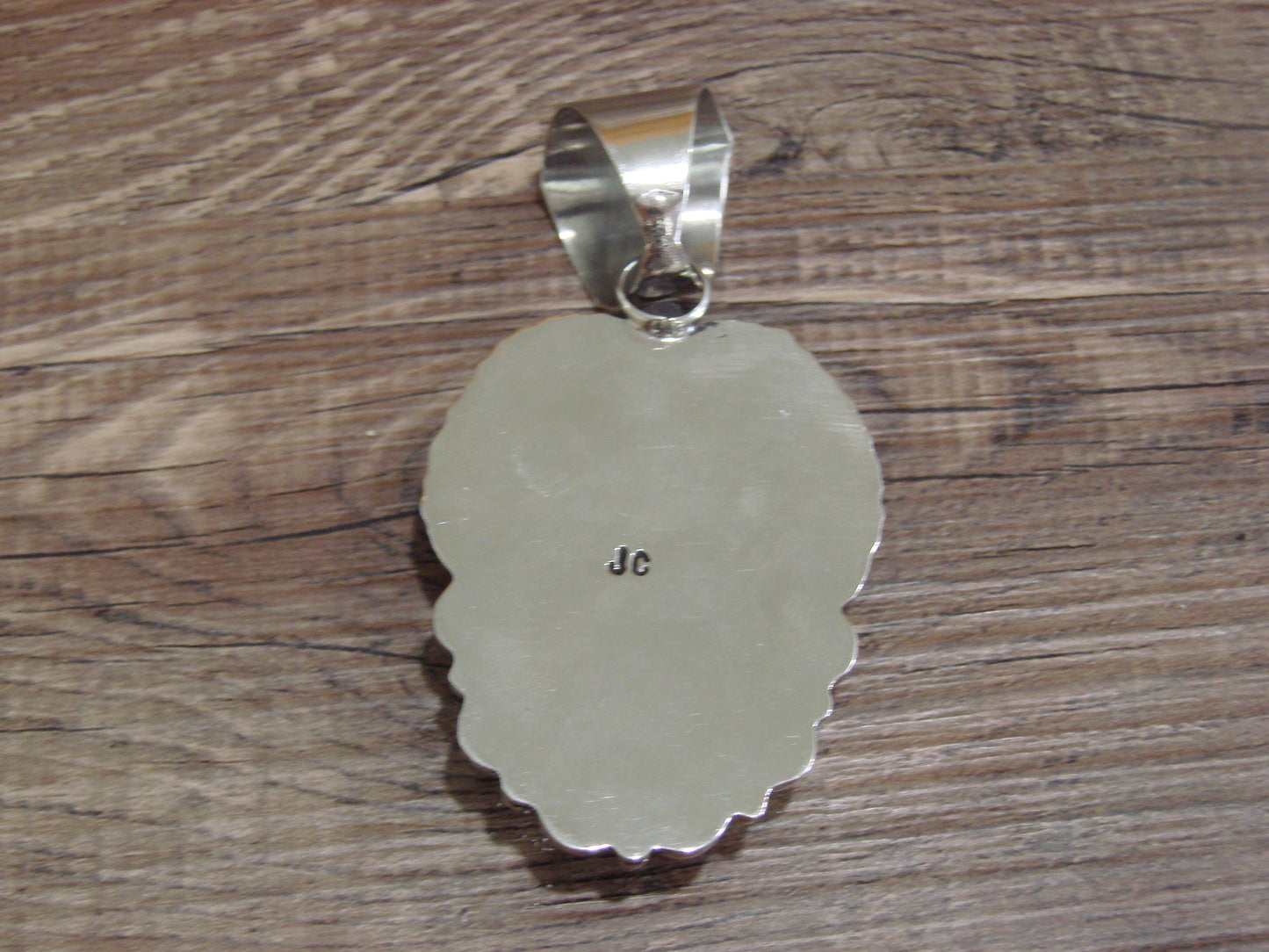 Large Navajo Indian Nickel Silver & Jasper Pendant by Cleveland