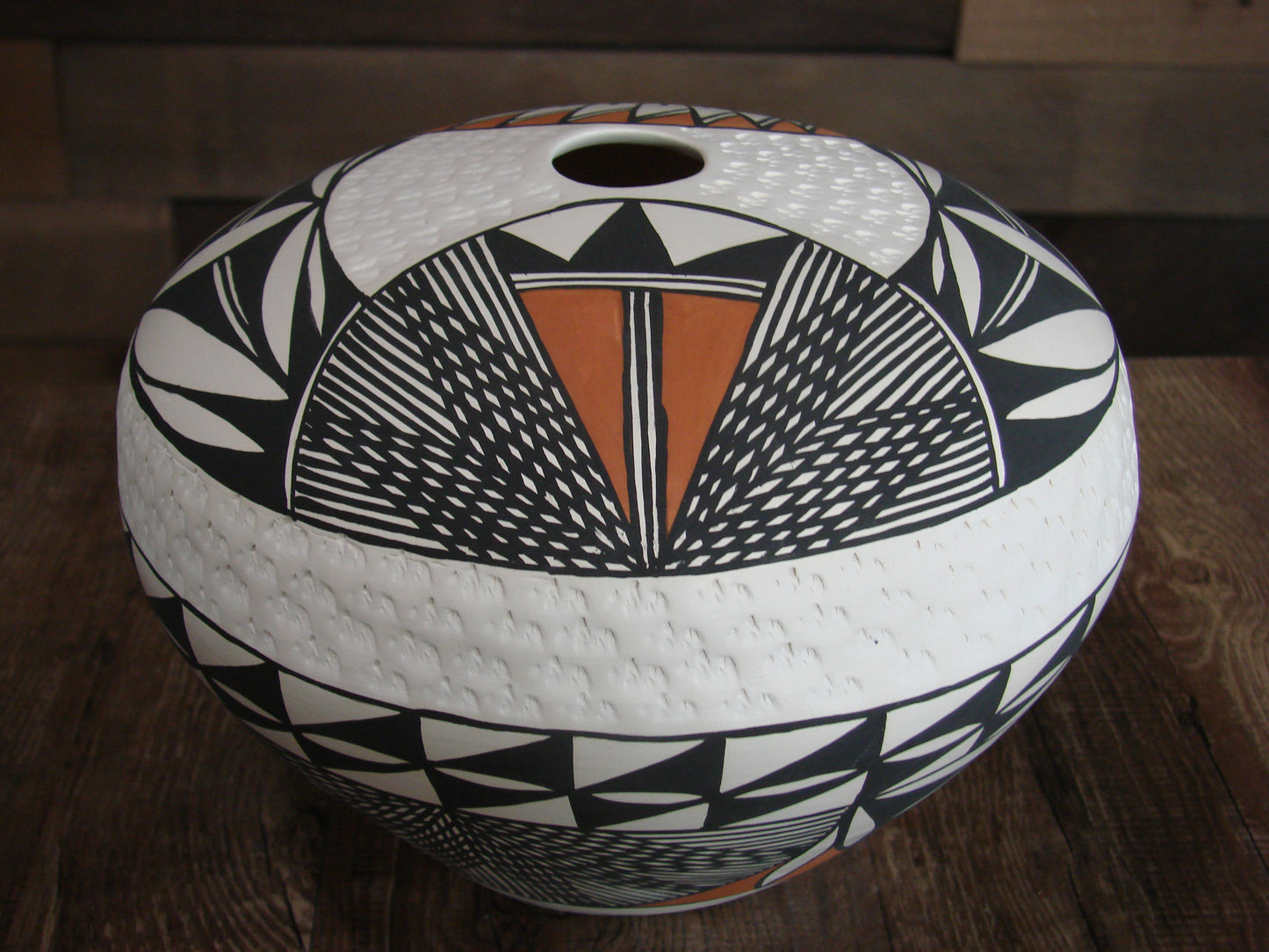 Native American Fine Line Hand Coiled & Hand Painted Pottery by B. Garcia