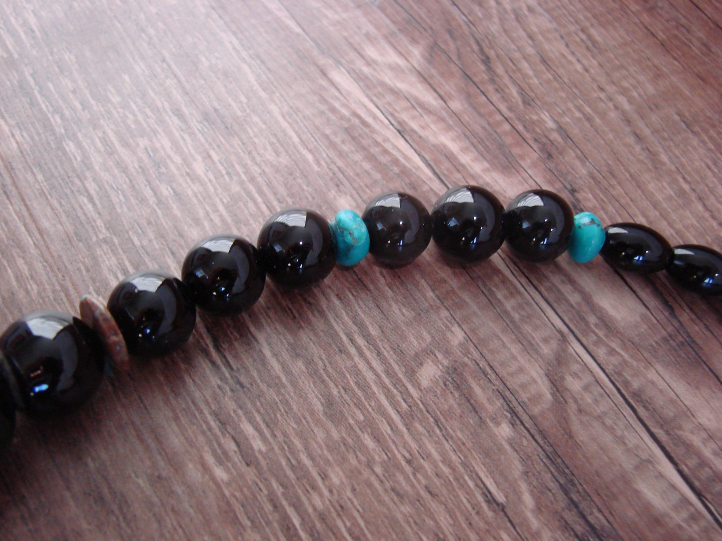 Native American Sterling Silver & Onyx 30" Gemstone Necklace by Singer