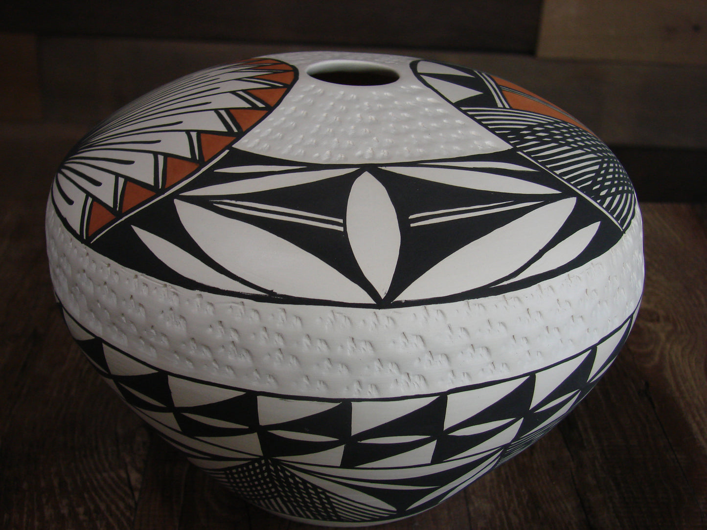 Native American Fine Line Hand Coiled & Hand Painted Pottery by B. Garcia