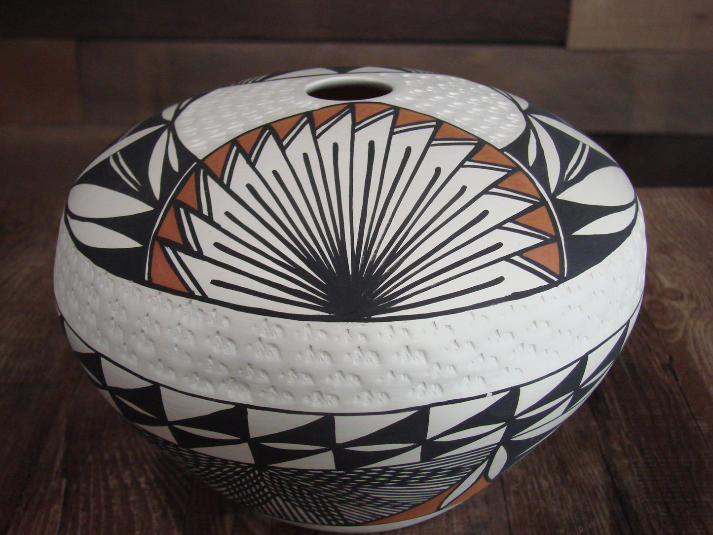 Native American Fine Line Hand Coiled & Hand Painted Pottery by B. Garcia