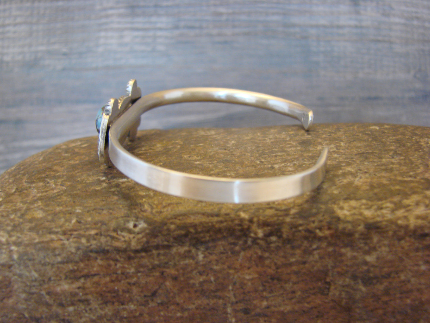 Small Native American Sterling Silver & Sonoran Turquoise Bracelet