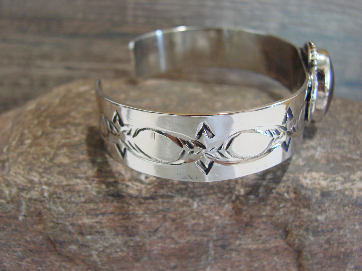 Navajo Indian Nickel Silver & Hematite Bracelet by Cleveland